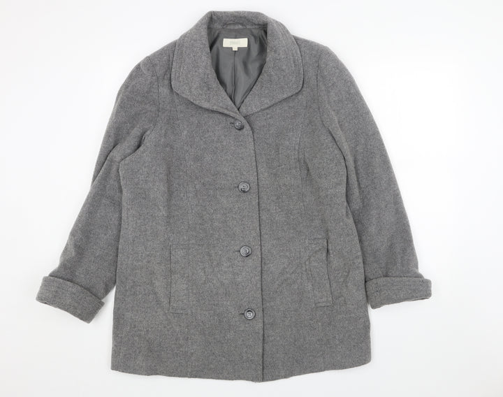 Marks and Spencer Womens Grey Pea Coat Coat Size 14 Button