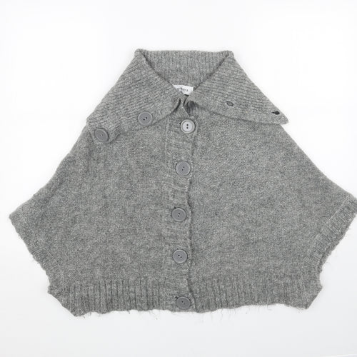 Papaya Womens Grey Collared Acrylic Cardigan Jumper Size 16