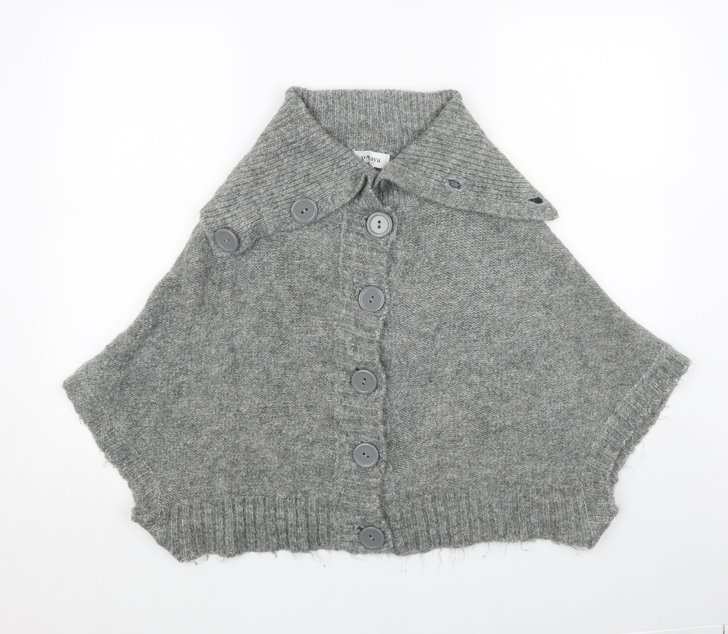 Papaya Womens Grey Collared Acrylic Cardigan Jumper Size 16