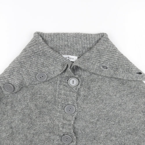 Papaya Womens Grey Collared Acrylic Cardigan Jumper Size 16