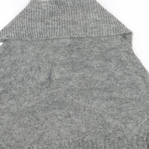 Papaya Womens Grey Collared Acrylic Cardigan Jumper Size 16