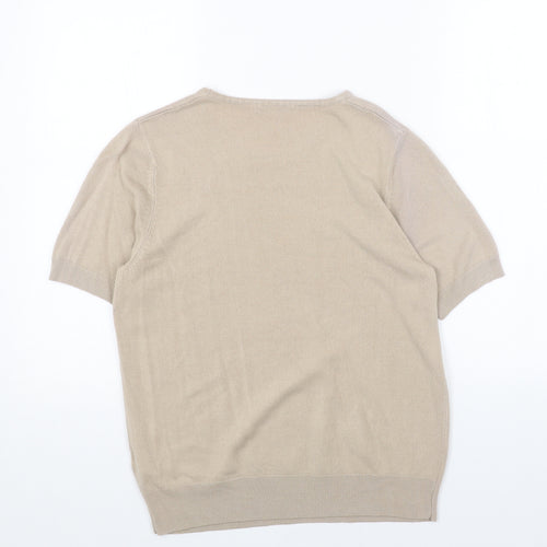 Marks and Spencer Womens Beige Scoop Neck Acrylic Pullover Jumper Size 12