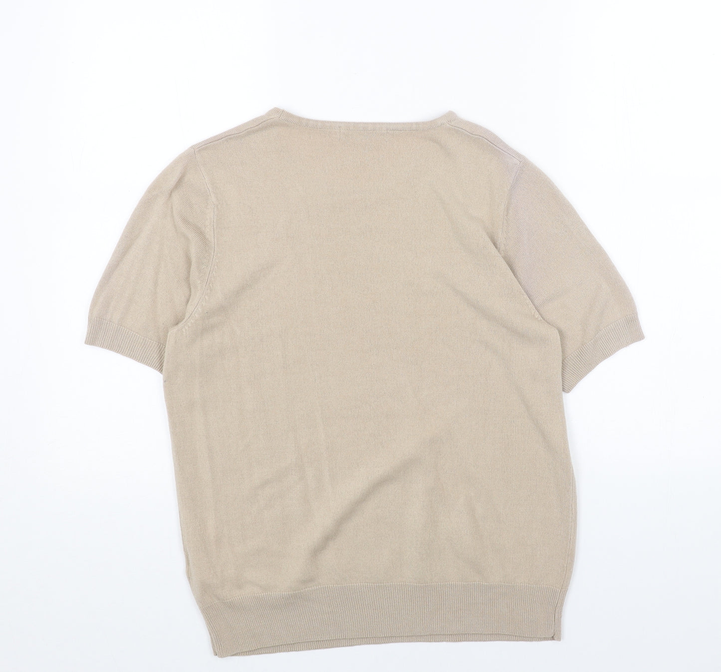 Marks and Spencer Womens Beige Scoop Neck Acrylic Pullover Jumper Size 12