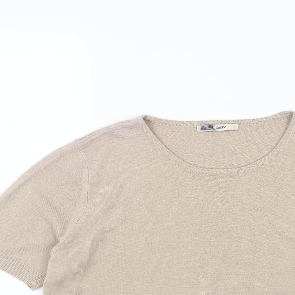 Marks and Spencer Womens Beige Scoop Neck Acrylic Pullover Jumper Size 12