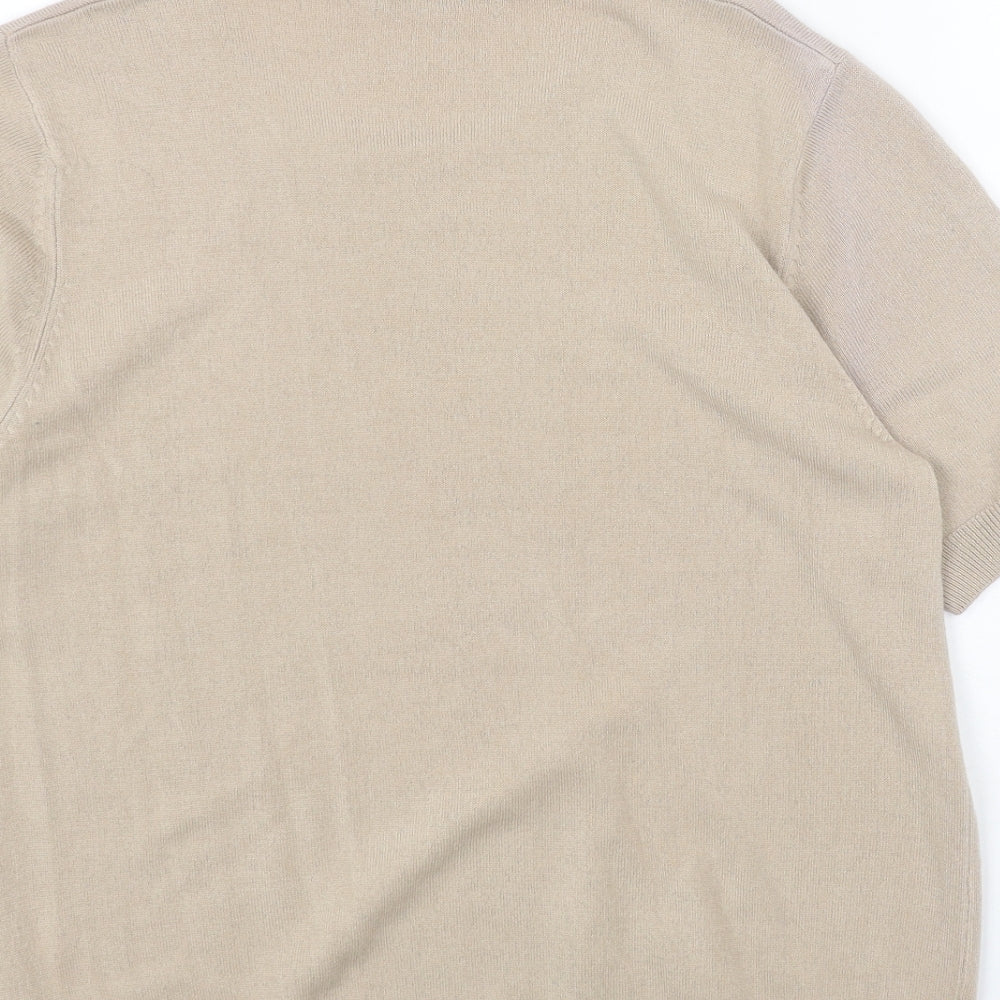 Marks and Spencer Womens Beige Scoop Neck Acrylic Pullover Jumper Size 12