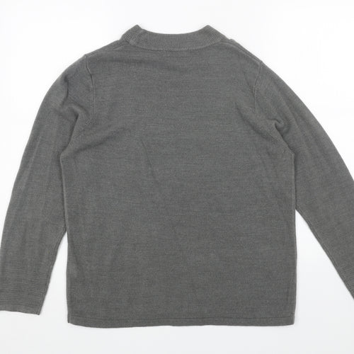 Classic Womens Grey High Neck Acrylic Pullover Jumper Size 14