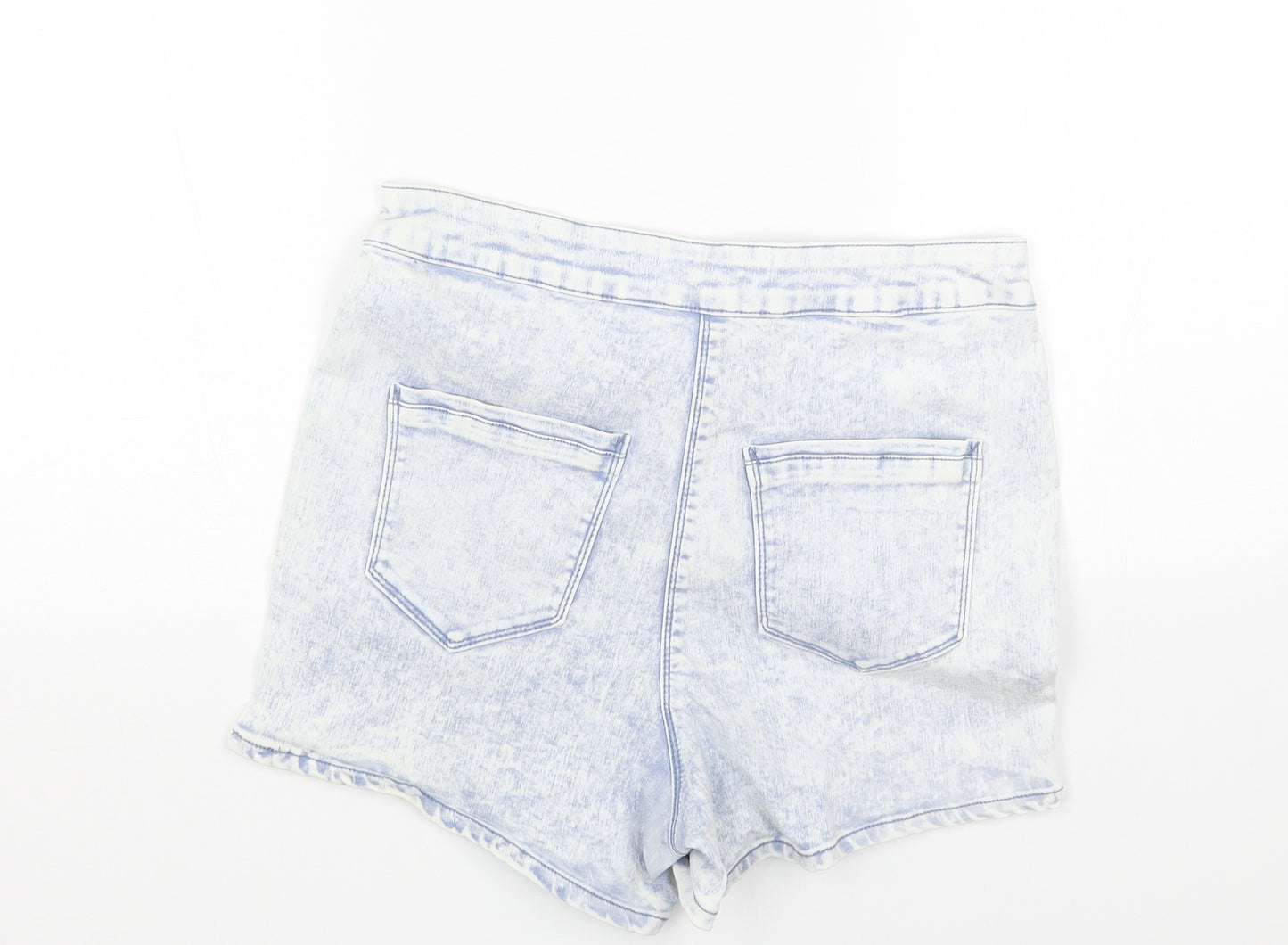 Papaya Womens Blue Cotton Hot Pants Shorts Size 14 Regular Button