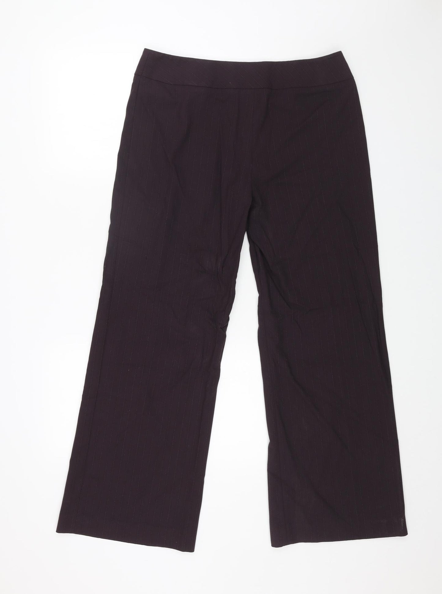 J.Taylor Womens Purple Striped Polyester Trousers Size 12 L28 in Regular Zip