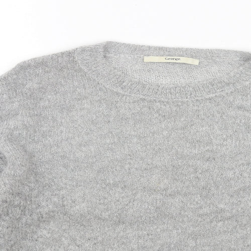 George Womens Grey Round Neck Acrylic Pullover Jumper Size 10