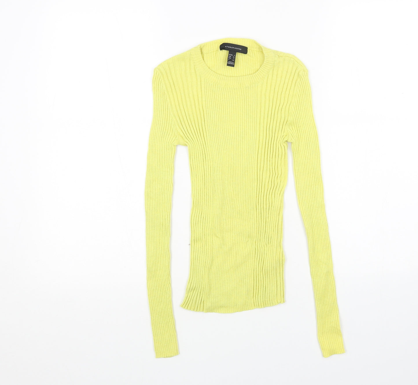 Primark Womens Yellow Round Neck Acrylic Pullover Jumper Size 8