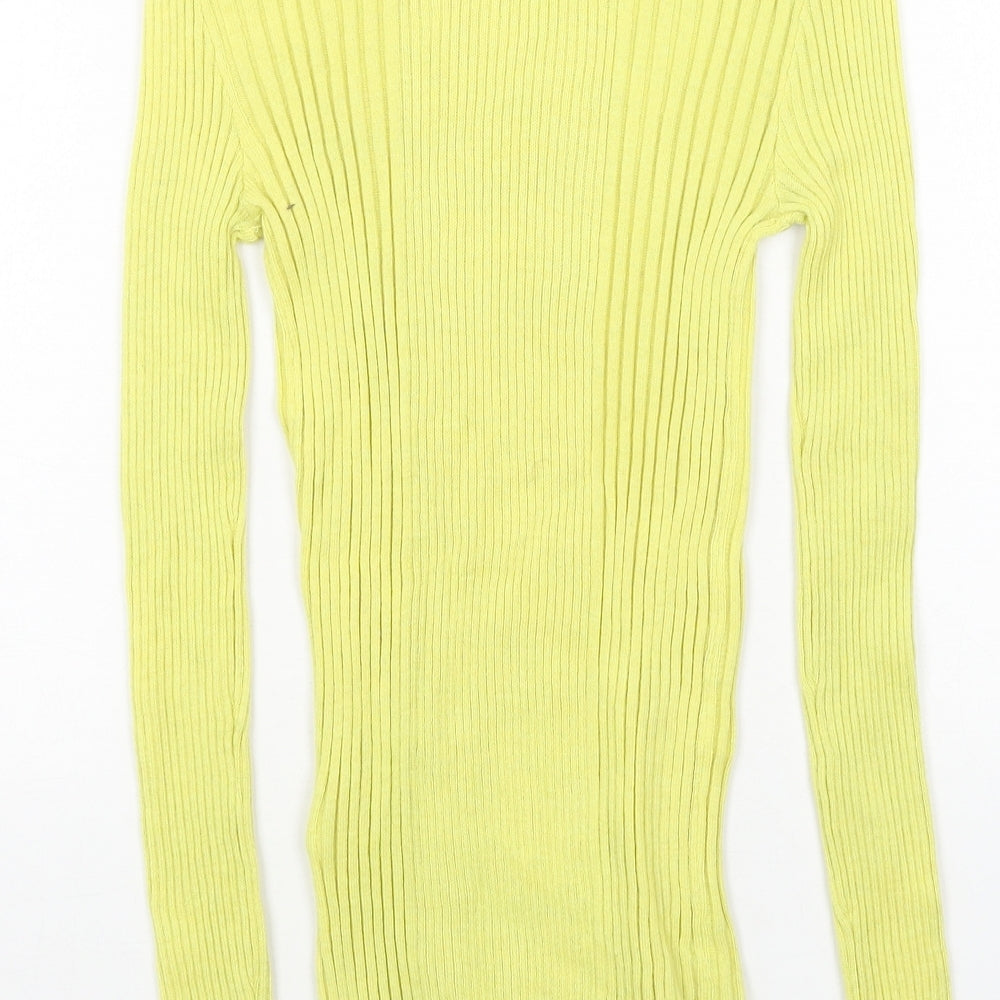 Primark Womens Yellow Round Neck Acrylic Pullover Jumper Size 8