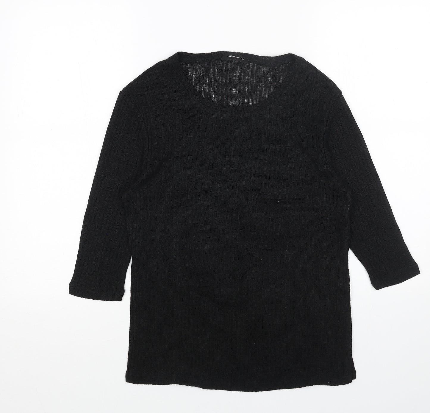 New Look Womens Black Scoop Neck Acrylic Pullover Jumper Size 10