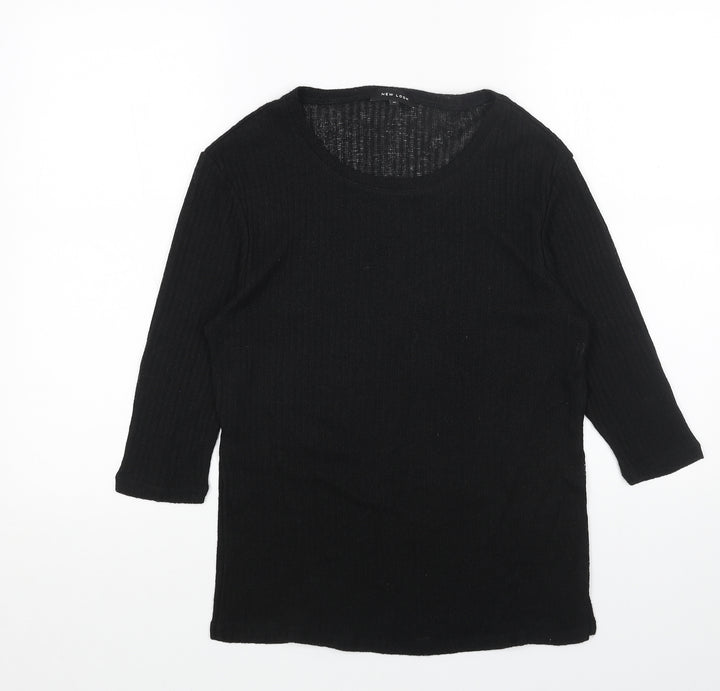 New Look Womens Black Scoop Neck Acrylic Pullover Jumper Size 10