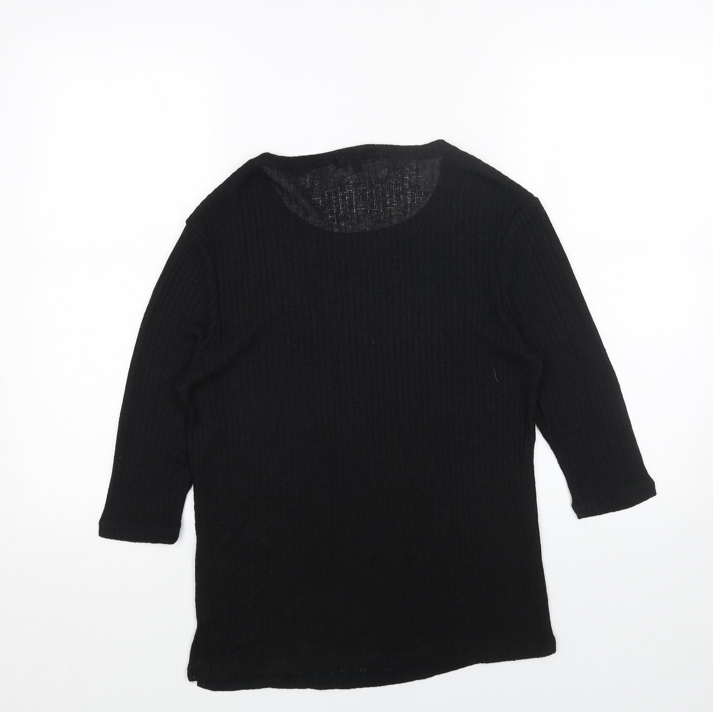 New Look Womens Black Scoop Neck Acrylic Pullover Jumper Size 10