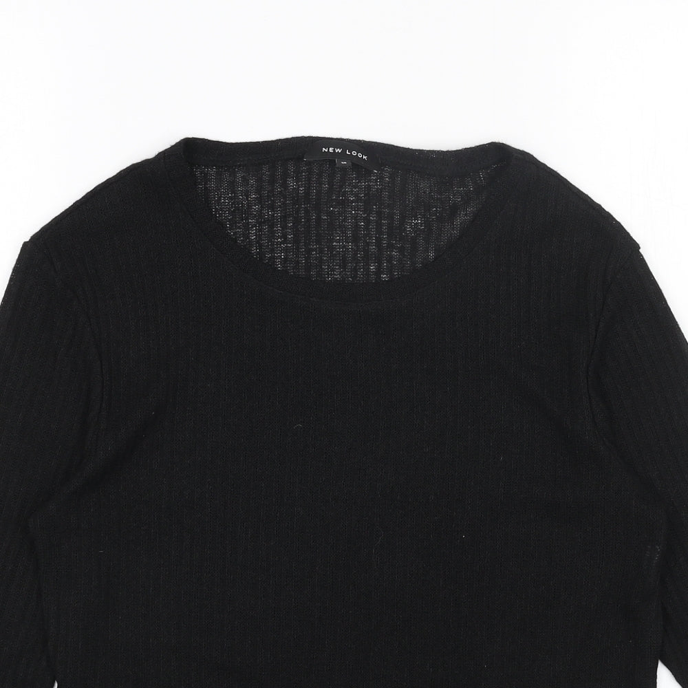 New Look Womens Black Scoop Neck Acrylic Pullover Jumper Size 10