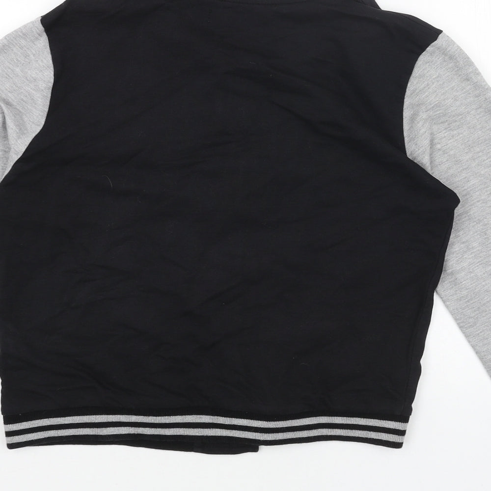 New Look Womens Black Varsity Jacket Jacket Size 12 Snap - LA