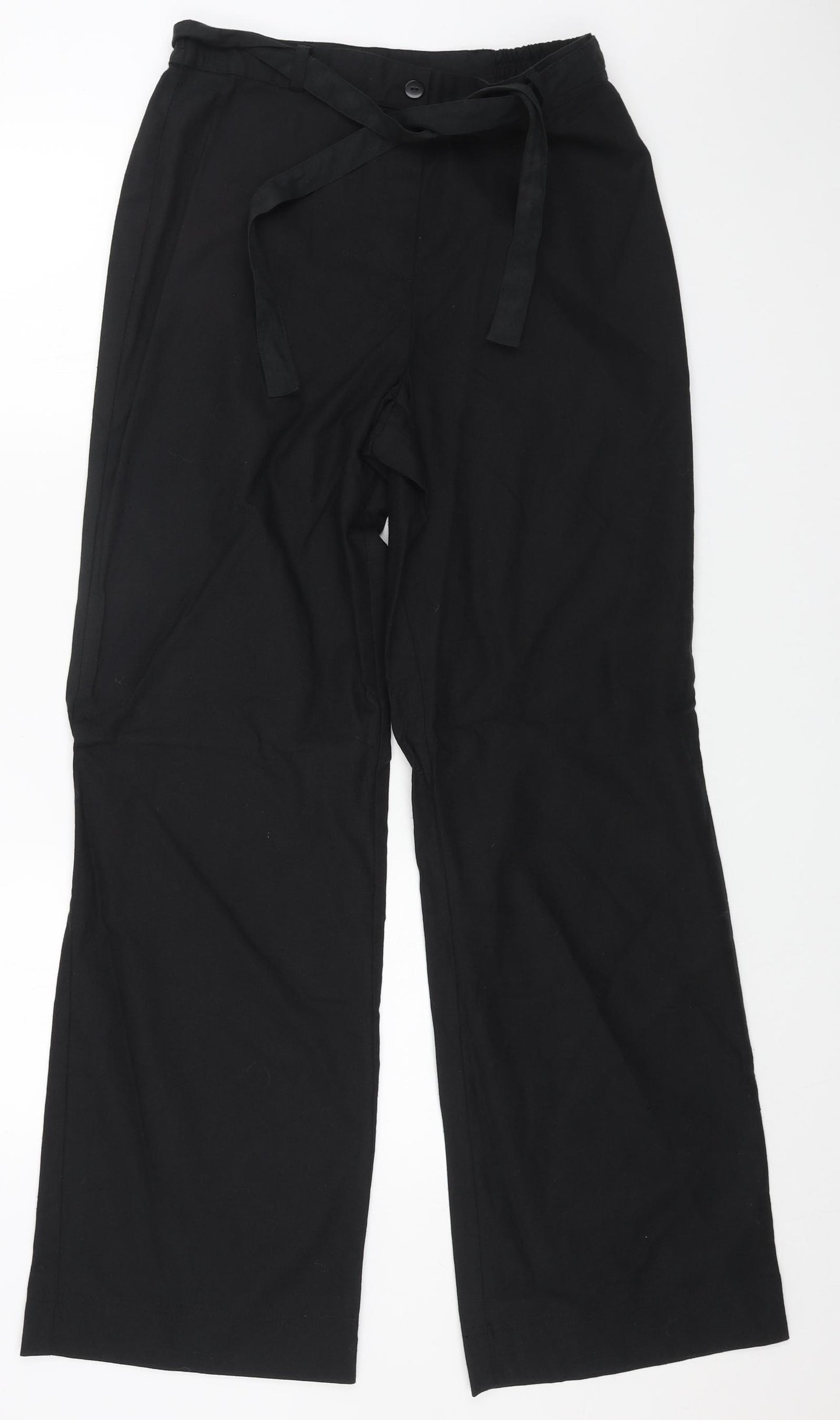 Casual Comfort Womens Black Cotton Trousers Size 12 L30 in Regular Button