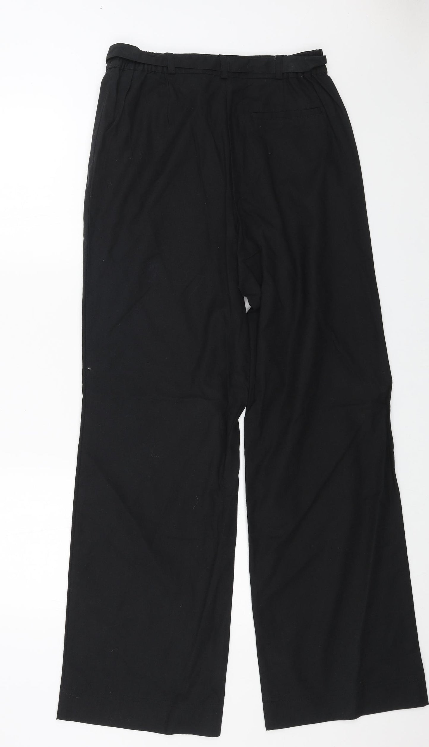 Casual Comfort Womens Black Cotton Trousers Size 12 L30 in Regular Button