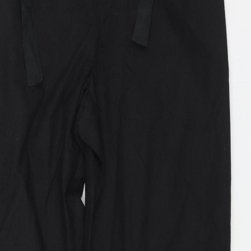 Casual Comfort Womens Black Cotton Trousers Size 12 L30 in Regular Button