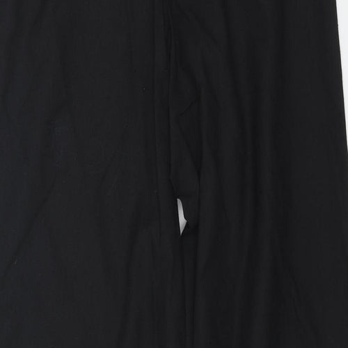 Casual Comfort Womens Black Cotton Trousers Size 12 L30 in Regular Button
