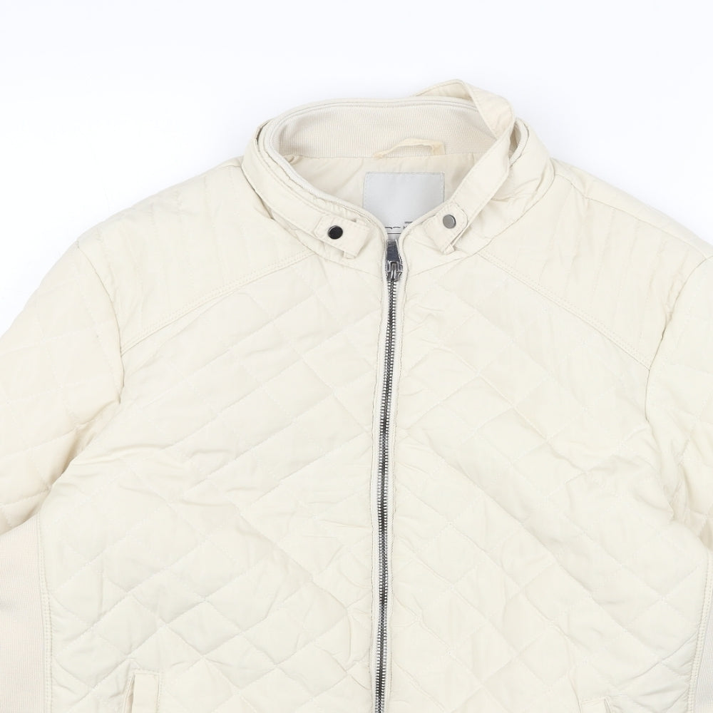 MARFINNO Womens Beige Quilted Jacket Size L Zip