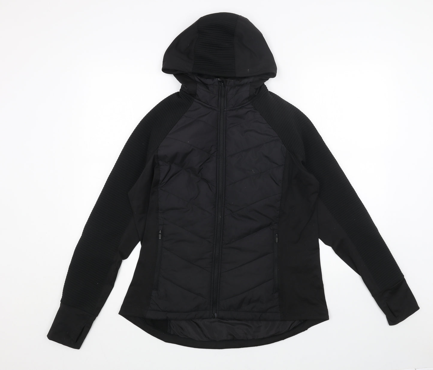 H&M Womens Black Quilted Jacket Size L Zip