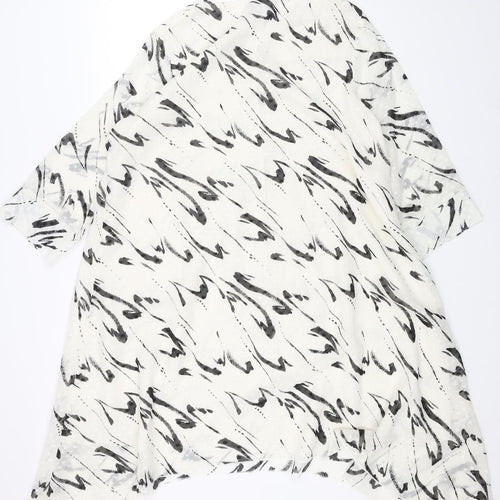 Saloos Womens White Geometric Polyester Shift Size 16 Scoop Neck Pullover - Hanky Hem