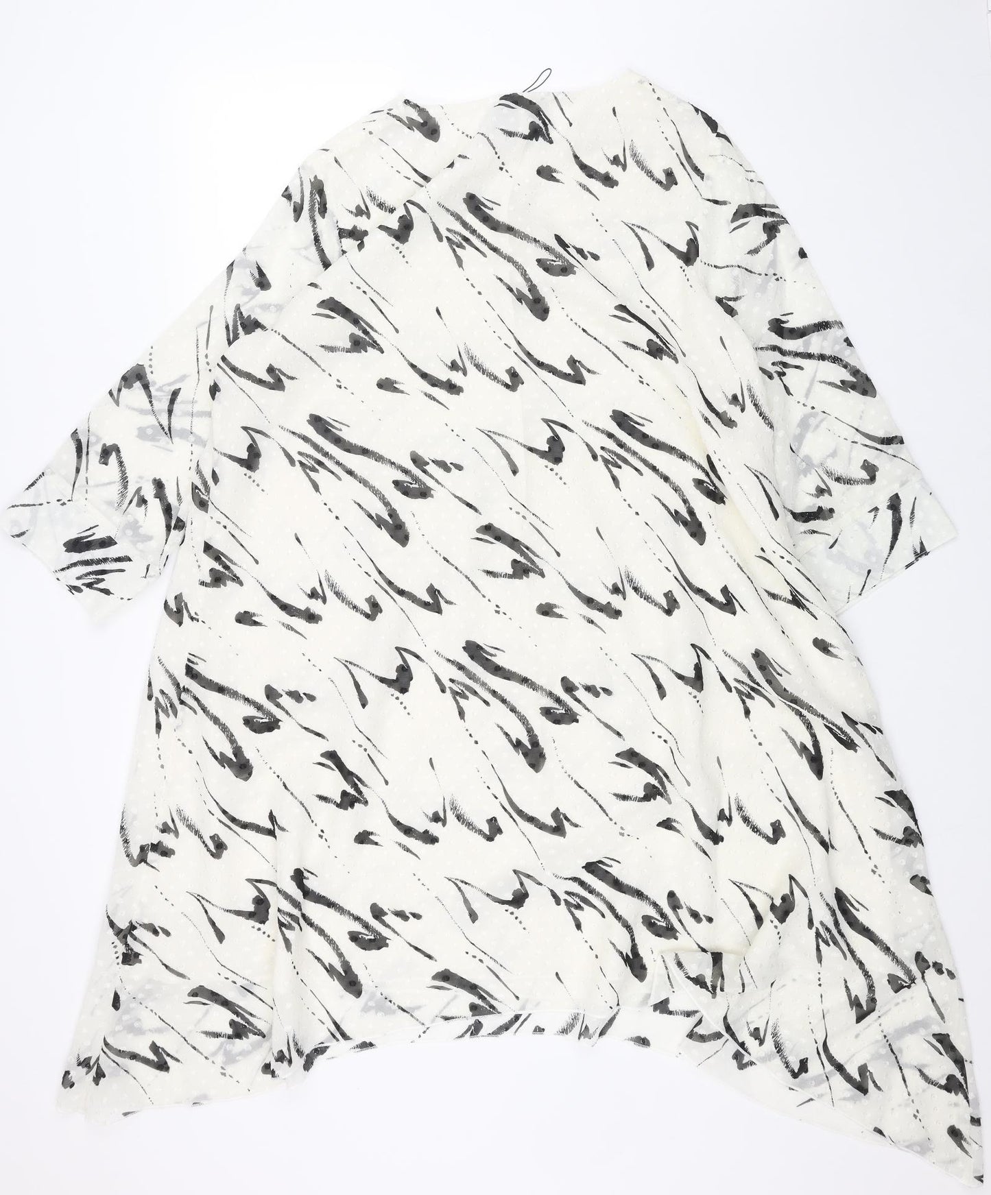 Saloos Womens White Geometric Polyester Shift Size 16 Scoop Neck Pullover - Hanky Hem