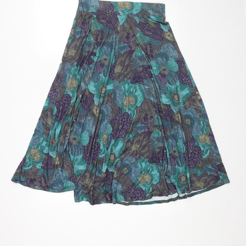 Boras Womens Blue Floral Cotton A-Line Skirt Size 10