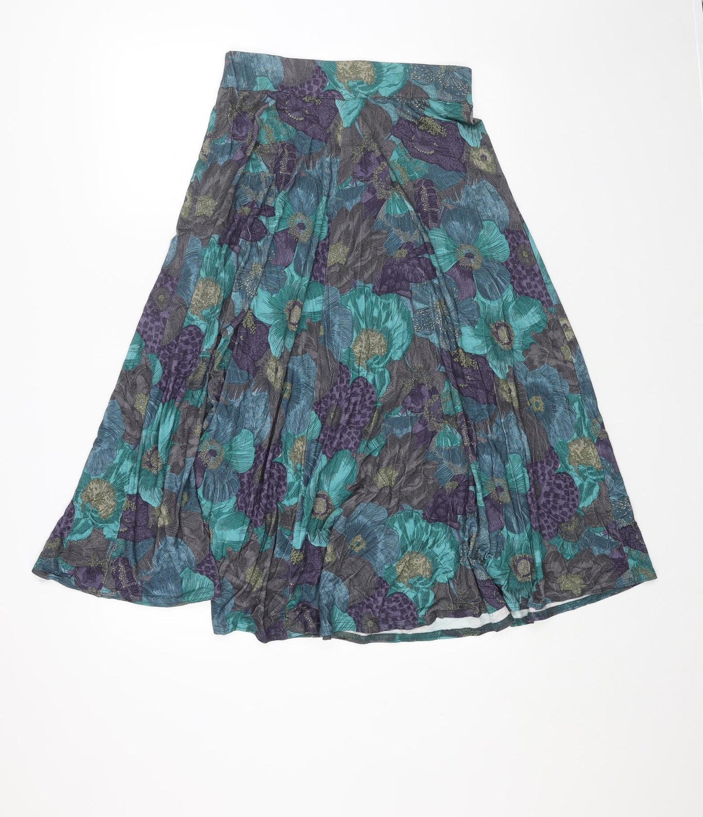 Boras Womens Blue Floral Cotton A-Line Skirt Size 10