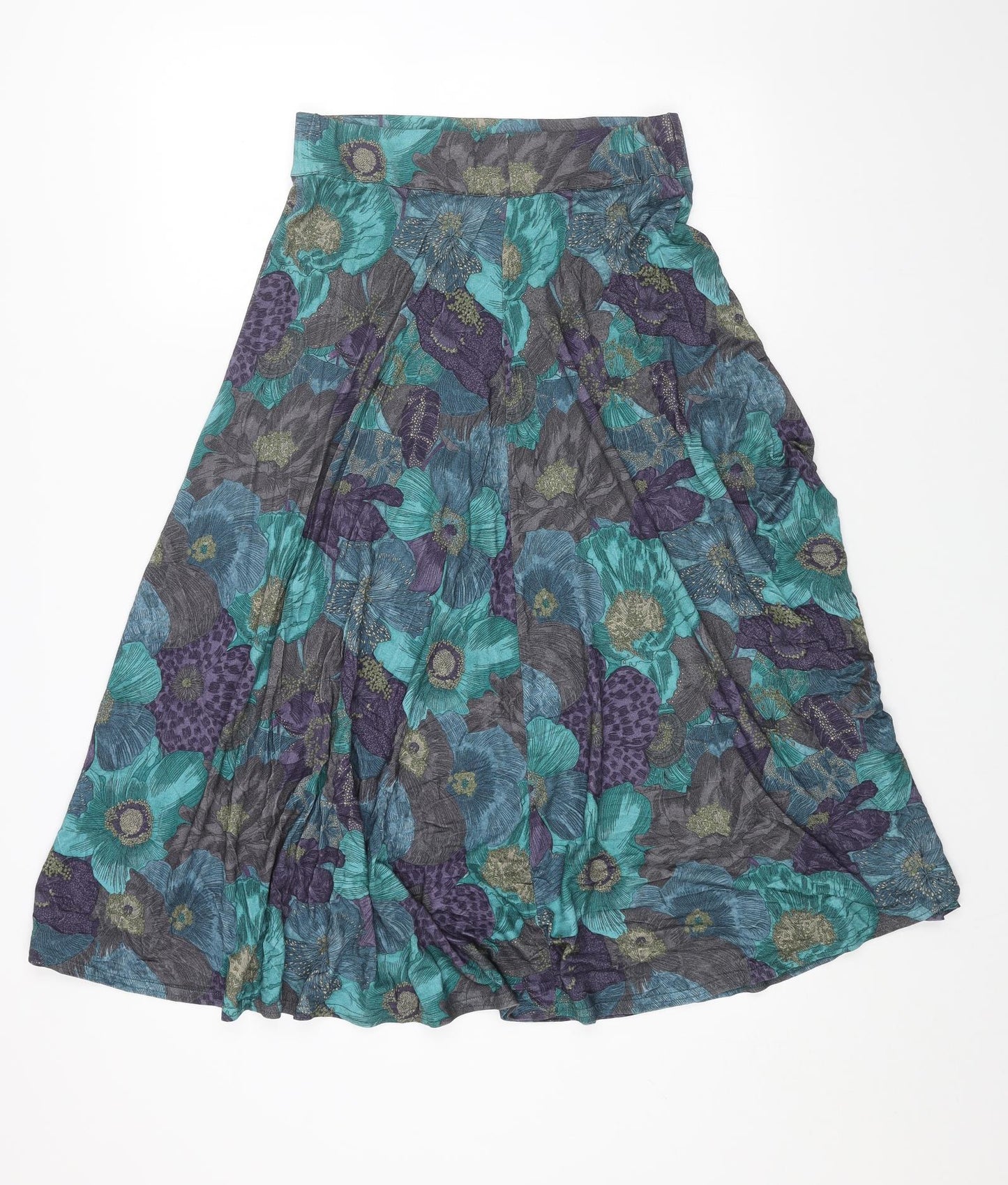 Boras Womens Blue Floral Cotton A-Line Skirt Size 10