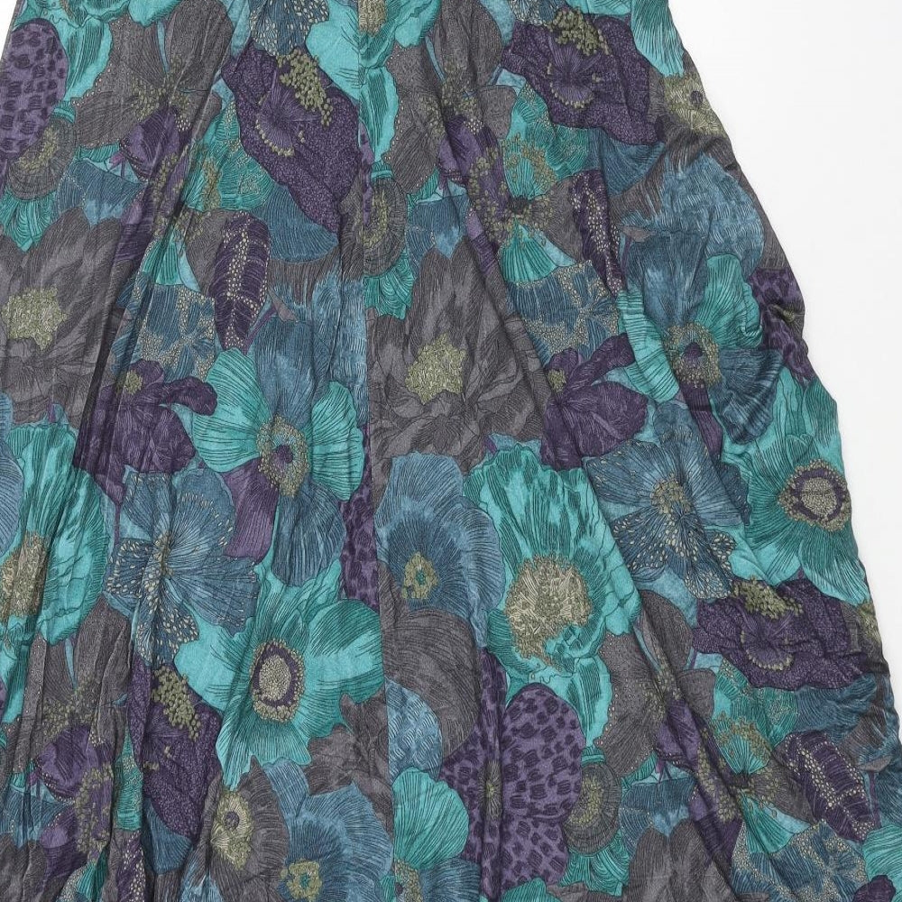 Boras Womens Blue Floral Cotton A-Line Skirt Size 10