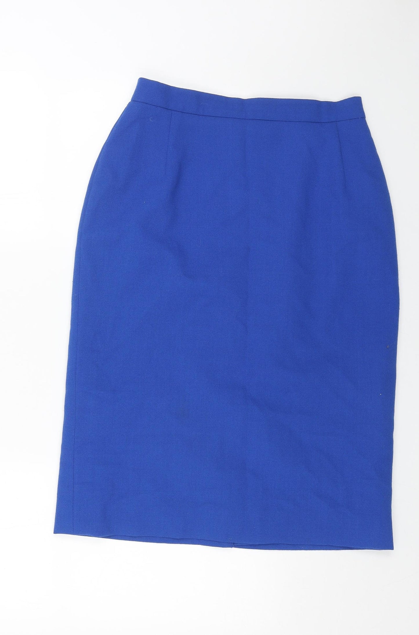 Jacques Vert Womens Blue Polyester Straight & Pencil Skirt Size 14 Zip