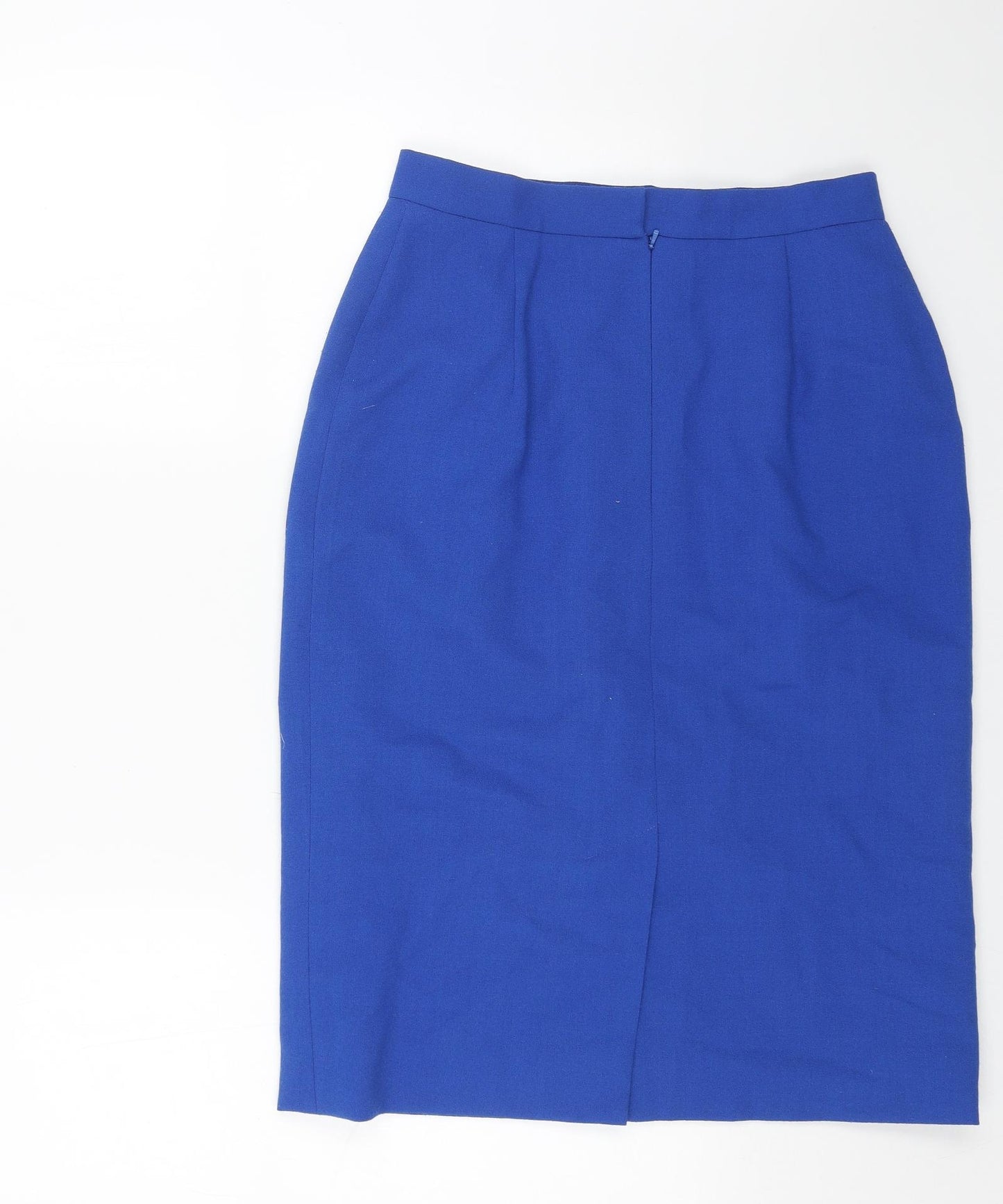 Jacques Vert Womens Blue Polyester Straight & Pencil Skirt Size 14 Zip