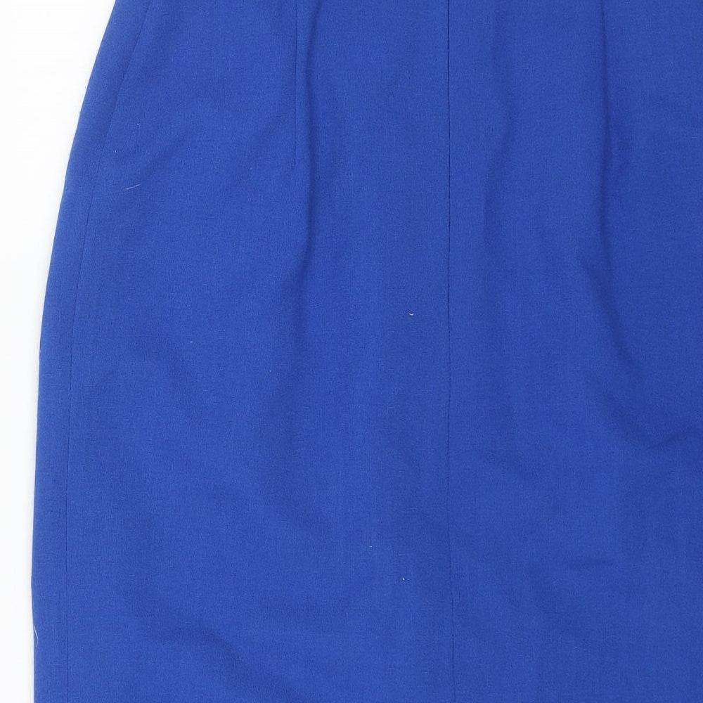 Jacques Vert Womens Blue Polyester Straight & Pencil Skirt Size 14 Zip