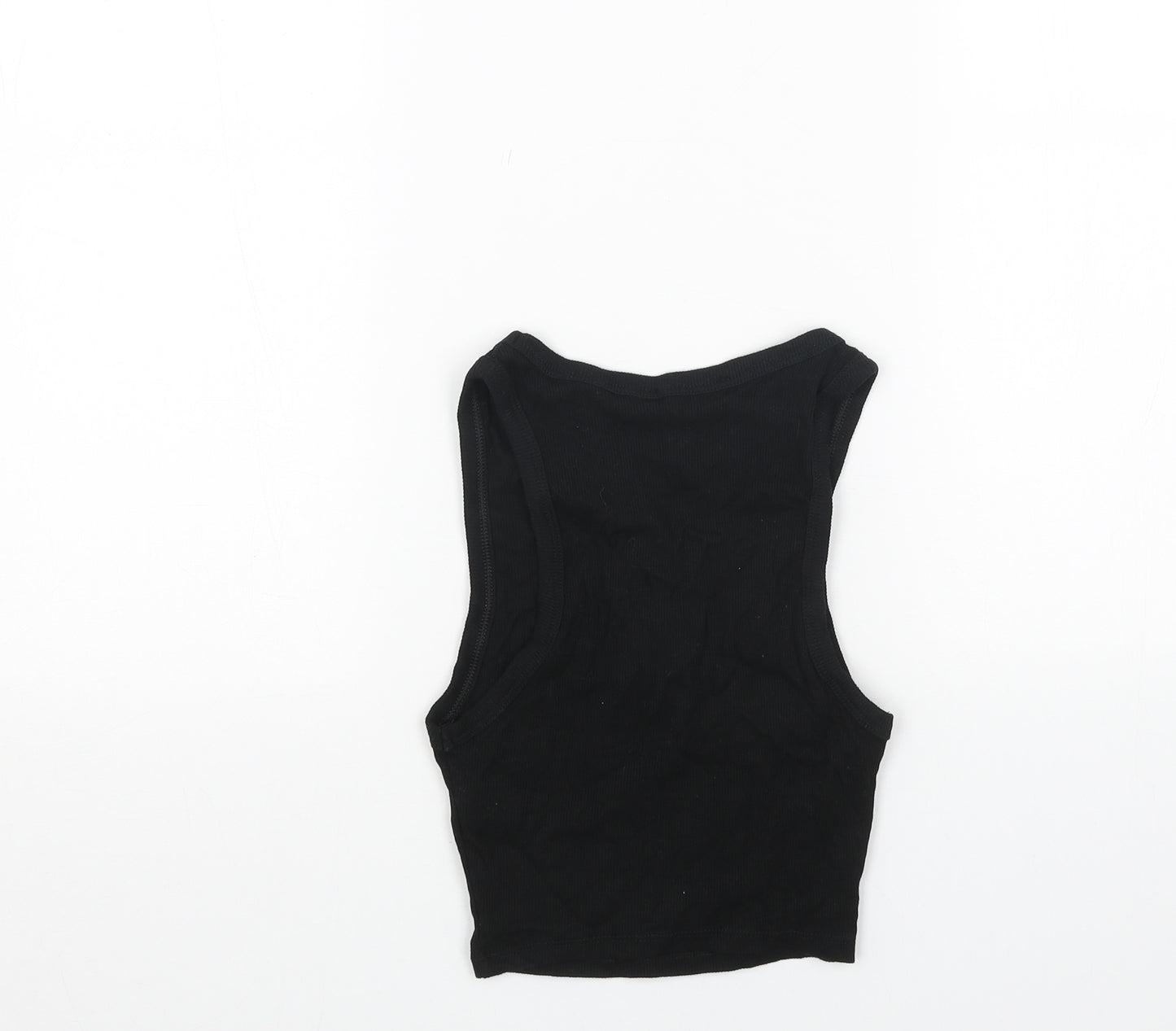 Zara Womens Black Cotton Basic Tank Size S Round Neck