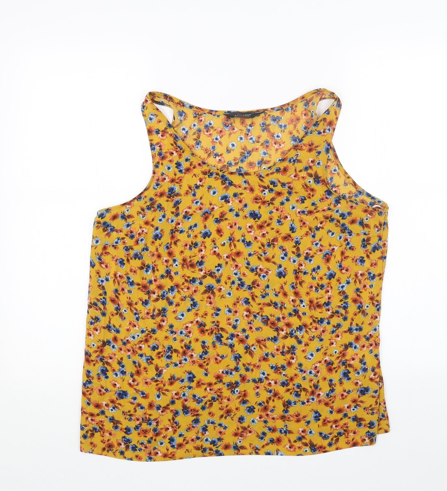 Primark Womens Pink Floral Polyester Basic Tank Size 14 Scoop Neck