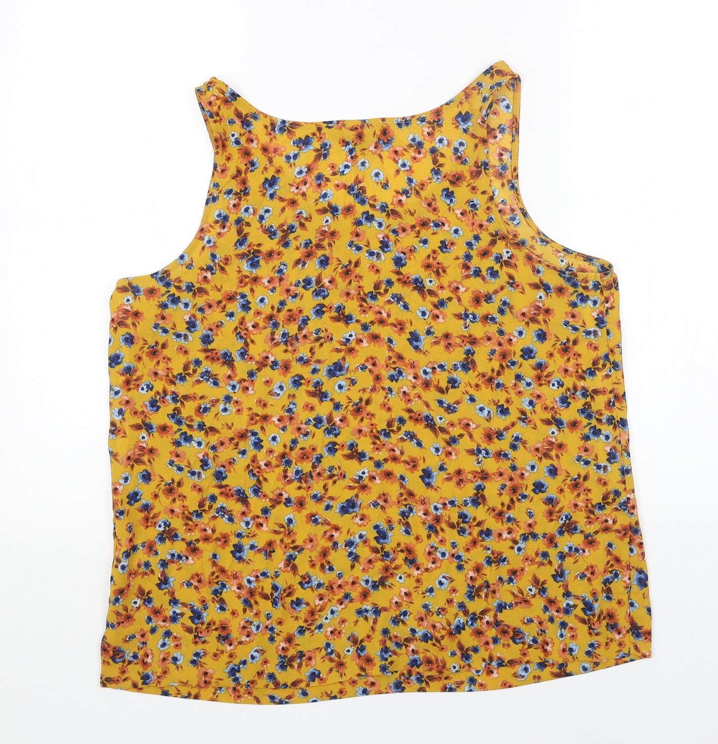 Primark Womens Pink Floral Polyester Basic Tank Size 14 Scoop Neck