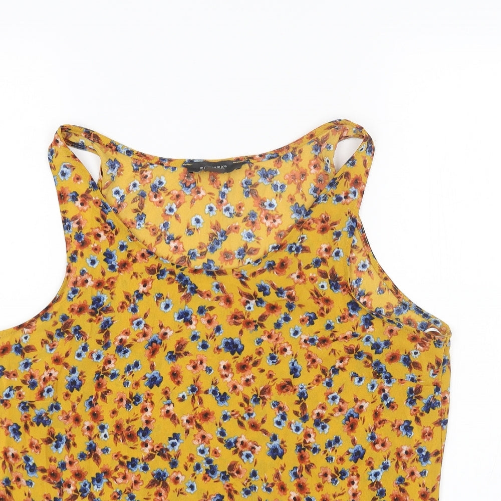 Primark Womens Pink Floral Polyester Basic Tank Size 14 Scoop Neck