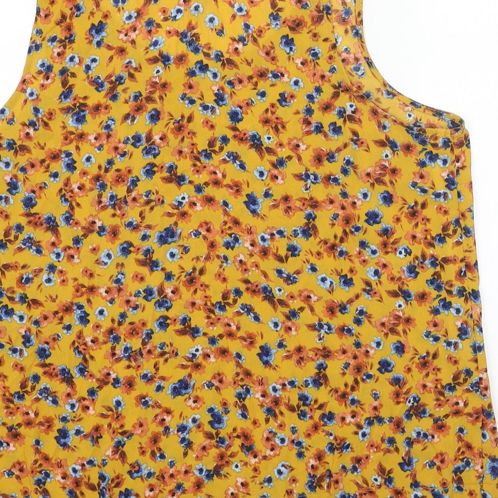 Primark Womens Pink Floral Polyester Basic Tank Size 14 Scoop Neck