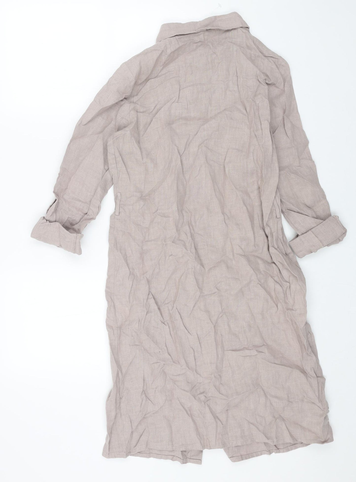 Sosandar Womens Beige Viscose Shirt Dress Size 10 Collared Button