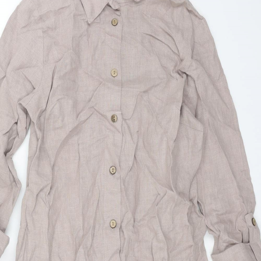 Sosandar Womens Beige Viscose Shirt Dress Size 10 Collared Button