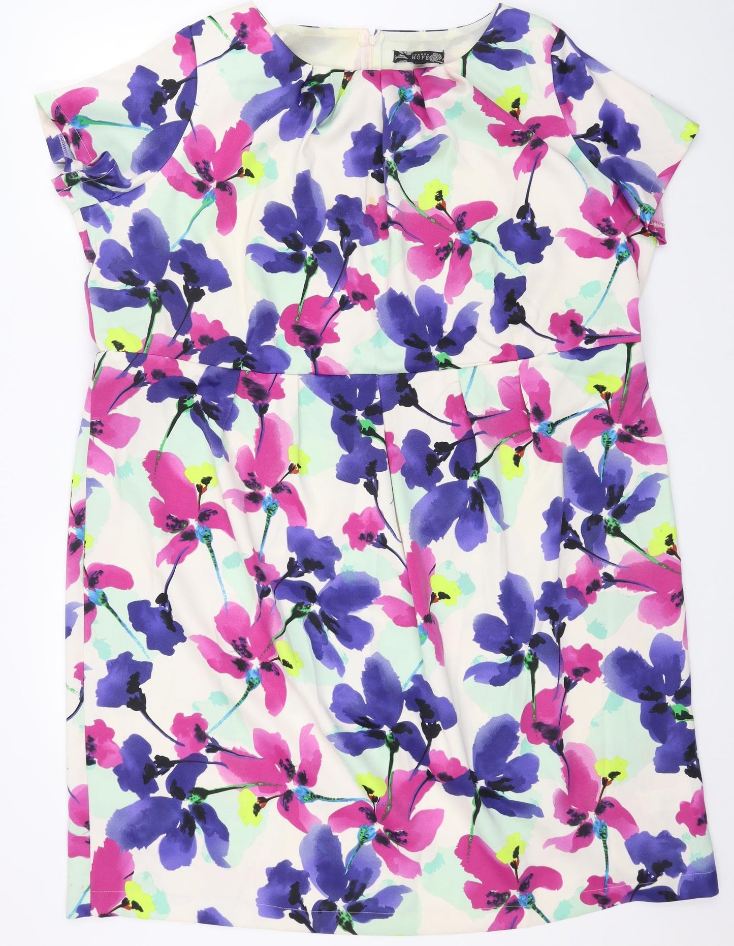Joanna Hope Womens Multicoloured Floral Polyester Sheath Size 30 Round Neck Zip