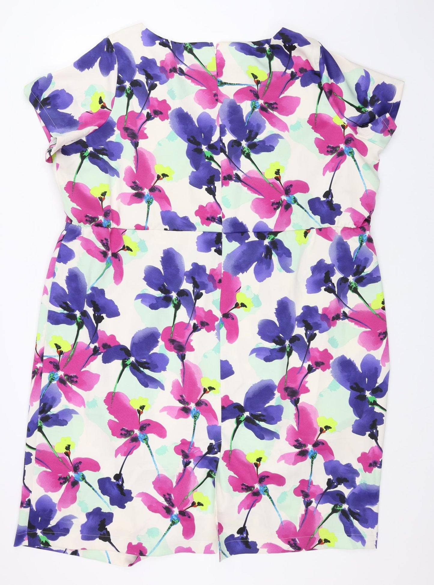 Joanna Hope Womens Multicoloured Floral Polyester Sheath Size 30 Round Neck Zip