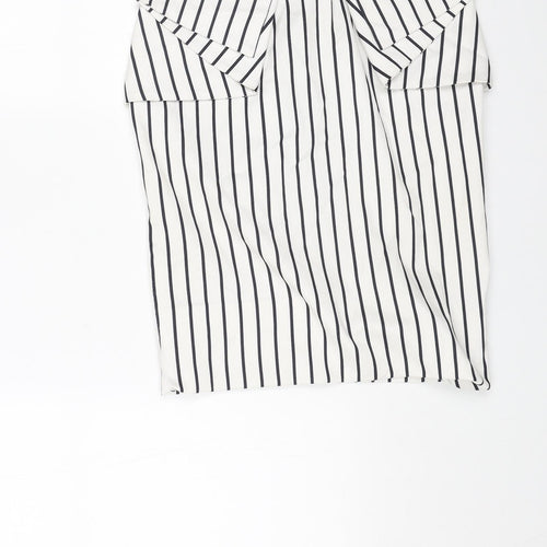 River Island Womens White Striped Viscose Straight & Pencil Skirt Size 30 in Zip