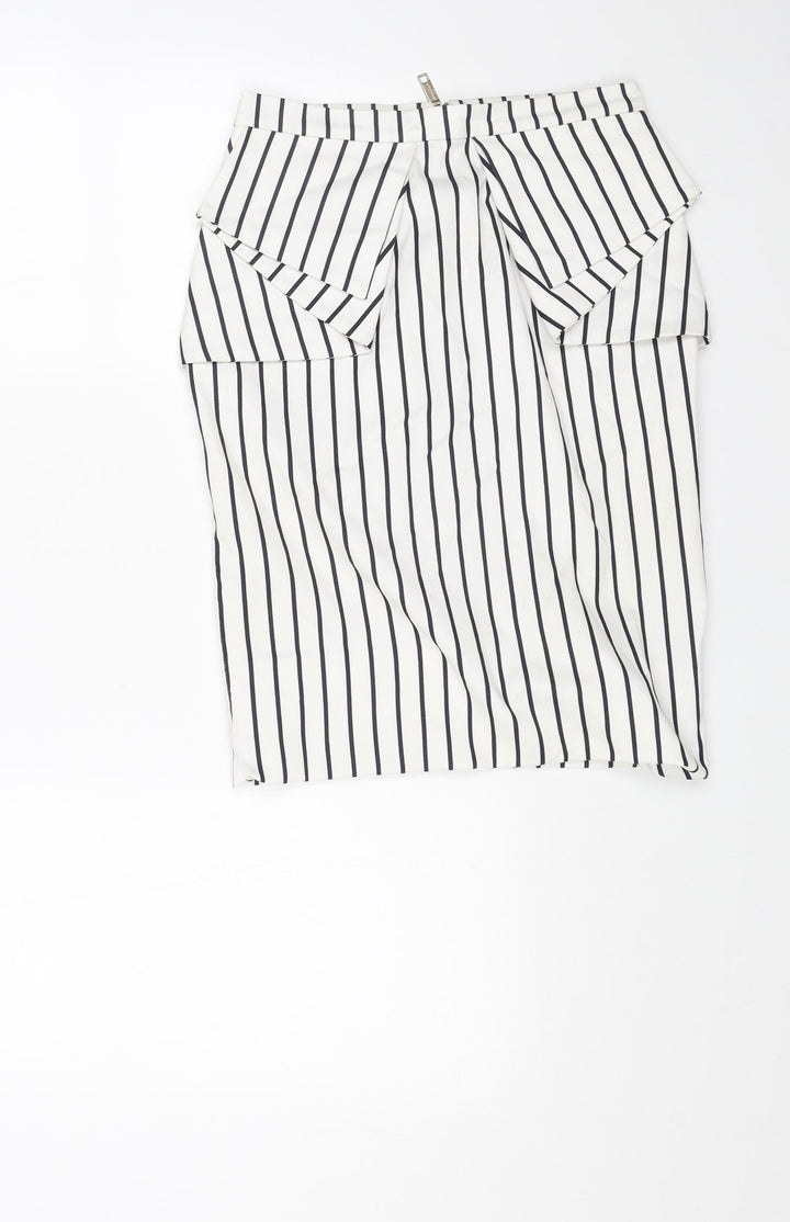 River Island Womens White Striped Viscose Straight & Pencil Skirt Size 30 in Zip