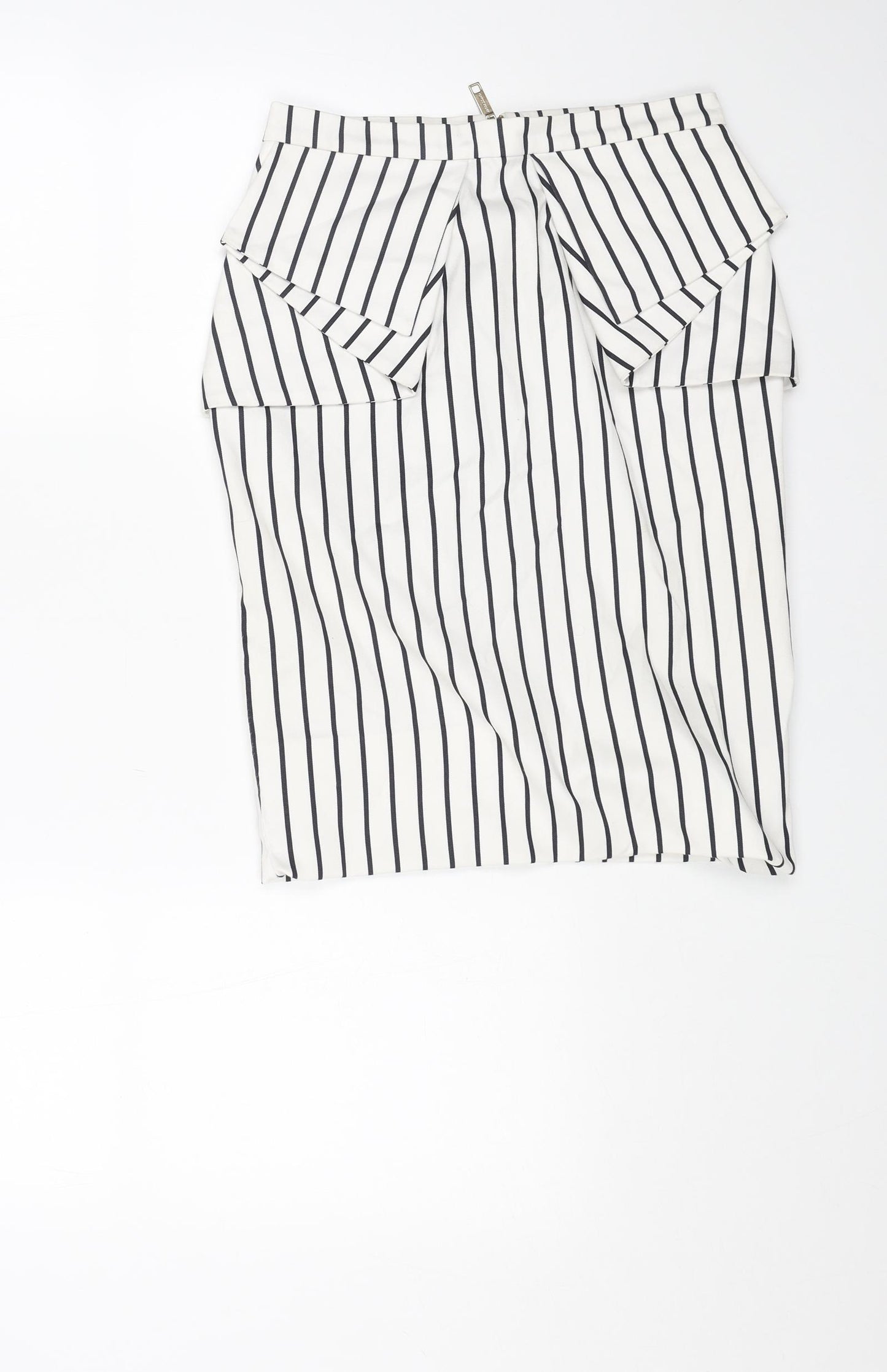 River Island Womens White Striped Viscose Straight & Pencil Skirt Size 30 in Zip