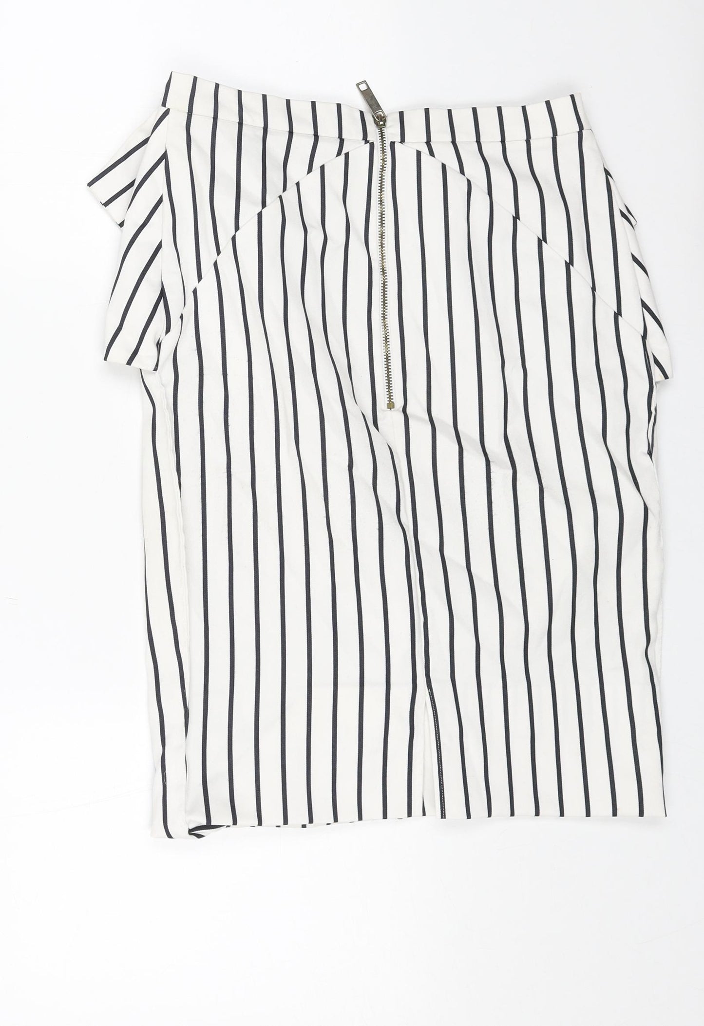 River Island Womens White Striped Viscose Straight & Pencil Skirt Size 30 in Zip
