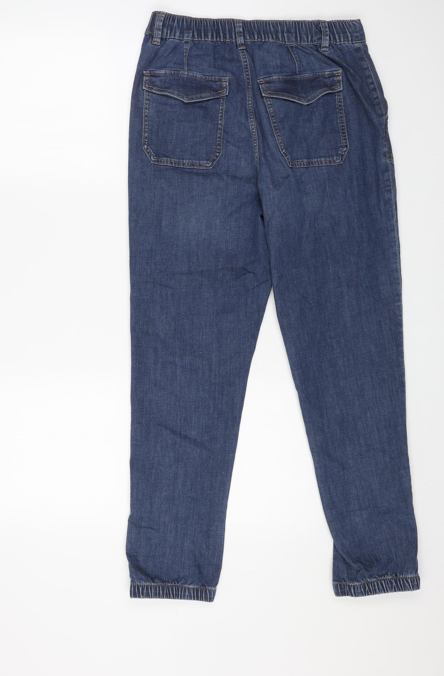 Marks and Spencer Womens Blue Cotton Straight Jeans Size 12 L27 in Regular Button