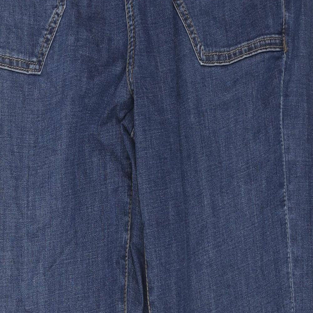 Marks and Spencer Womens Blue Cotton Straight Jeans Size 12 L27 in Regular Button